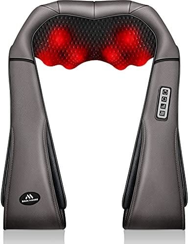 MagicMakers Neck Massager with Heat Gifts for Women, Men, Dad, Mom, Family, Friend, Mothers Day, Fathers Day, Christmas, Shiatsu Kneading Back Massager for Shoulder, Pain Relief, Muscle Soreness