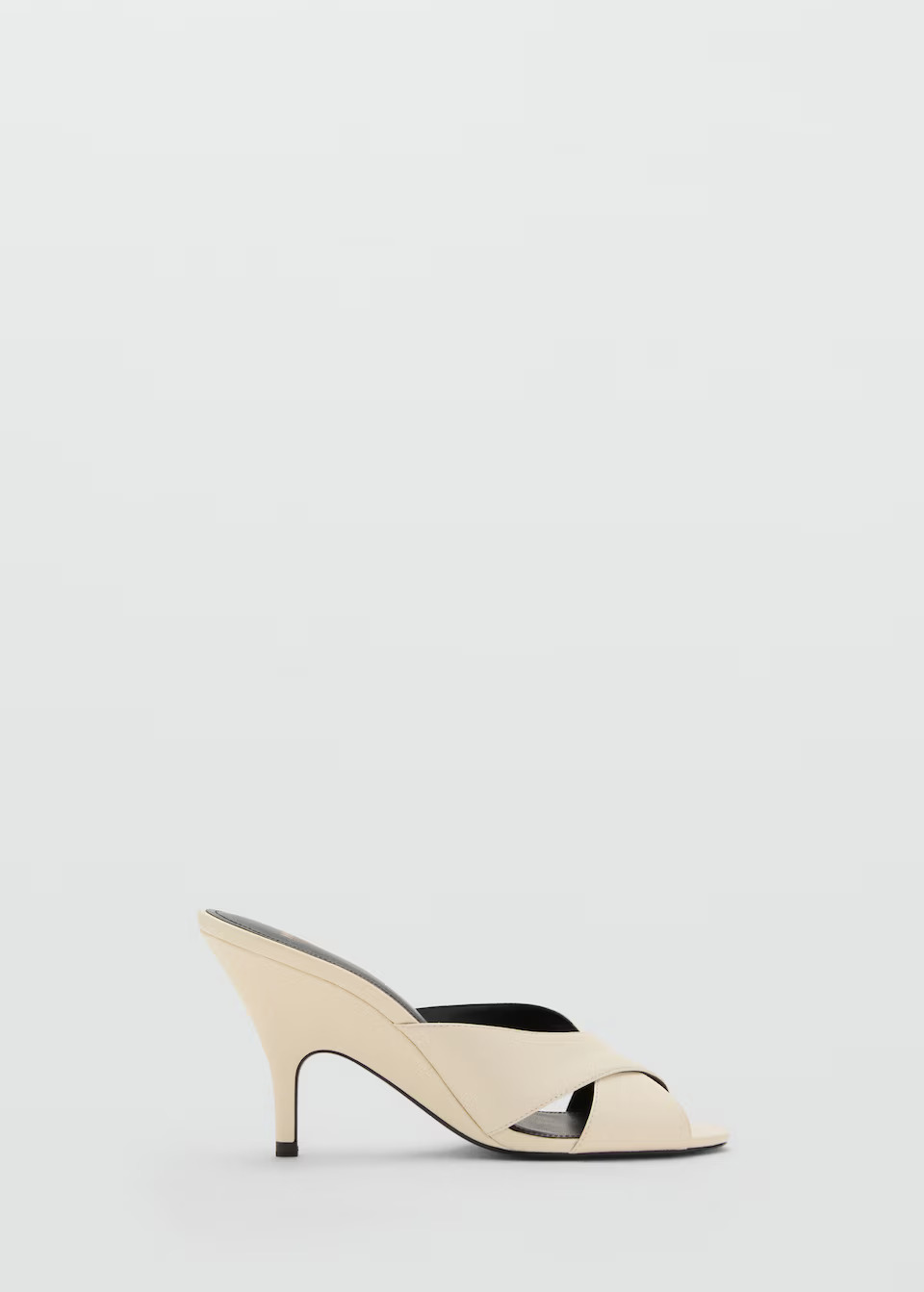 MANGO, Leather Heeled Sandal With Crossed Straps - Women | Mango United Kingdom