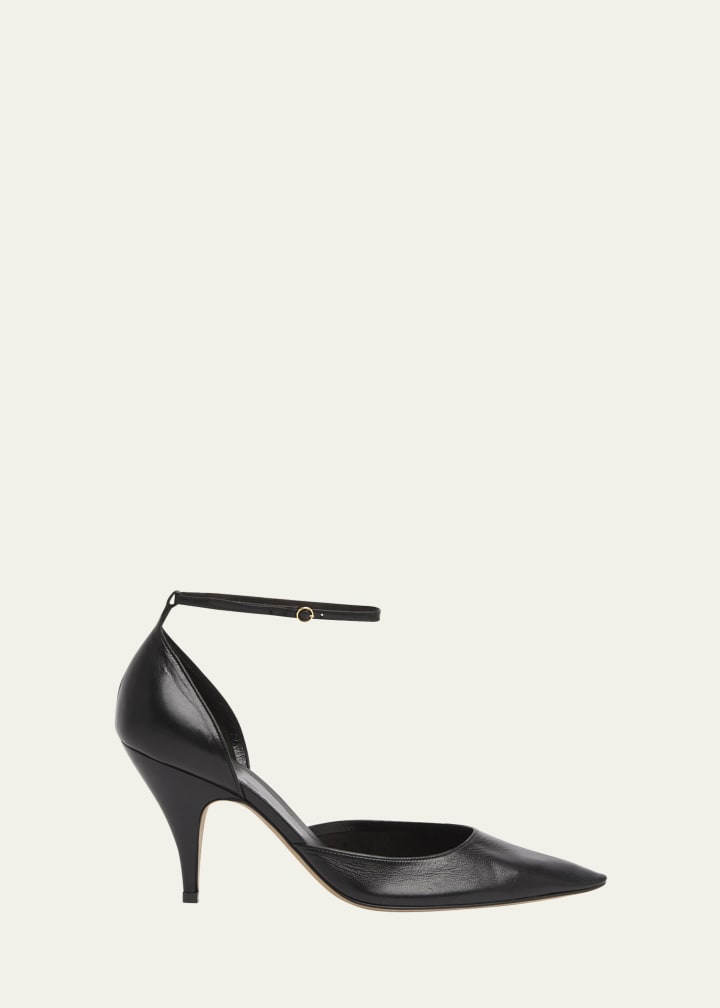 Liisa Leather D'orsay Ankle-Strap Pumps