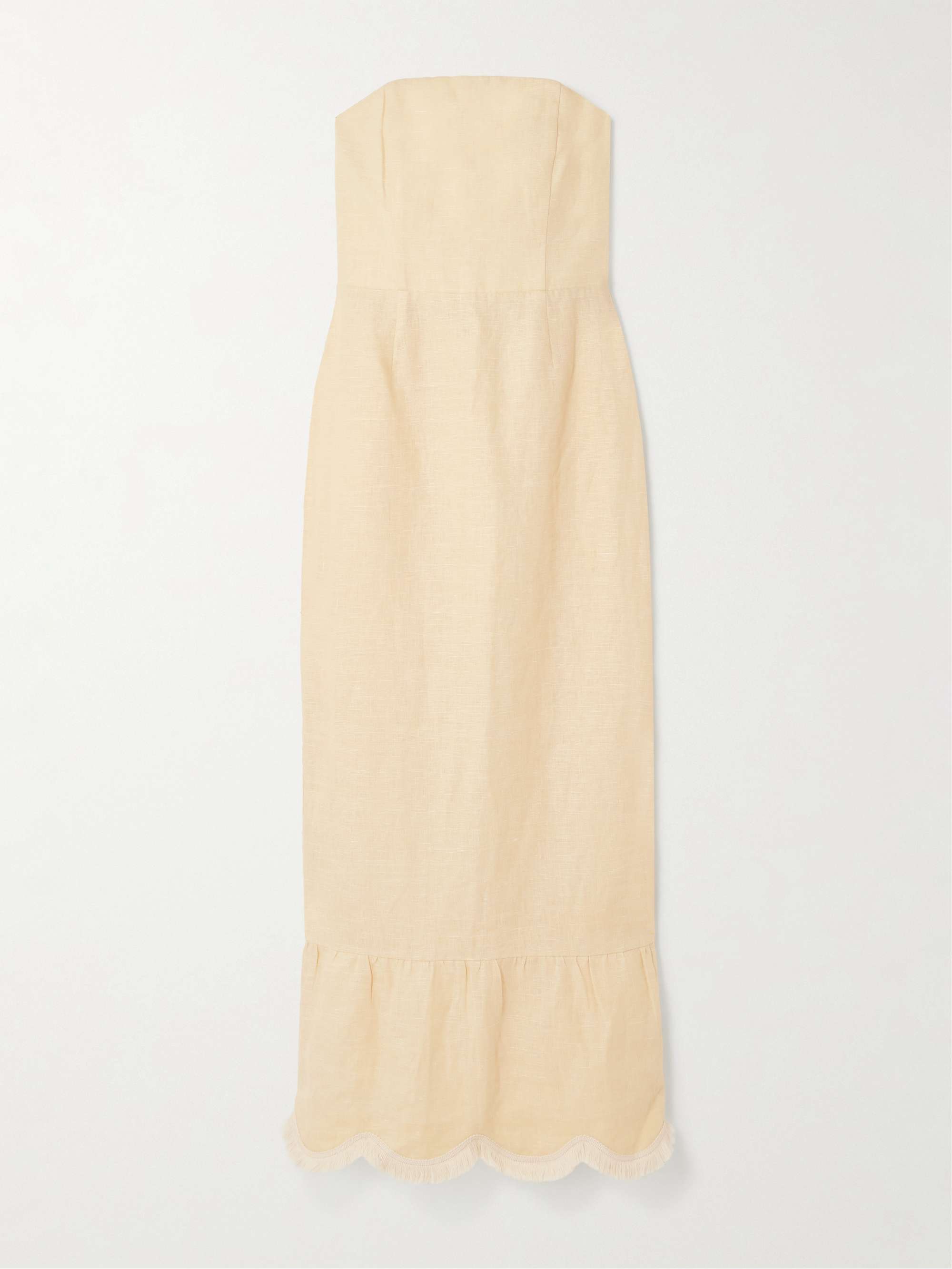Essie Fringed Linen Maxi Dress