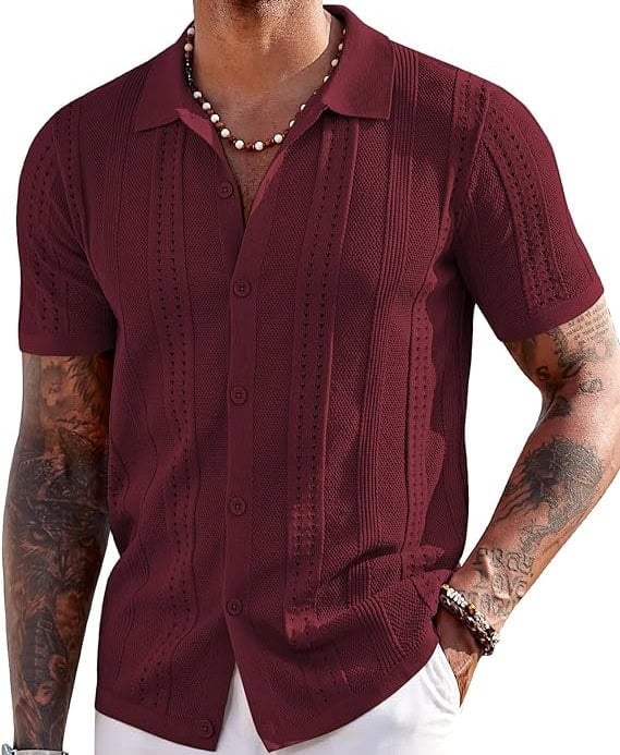 Burgundy Knitted Beach Shirt