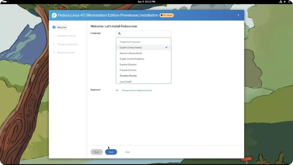 Fedora Rawhide installer.