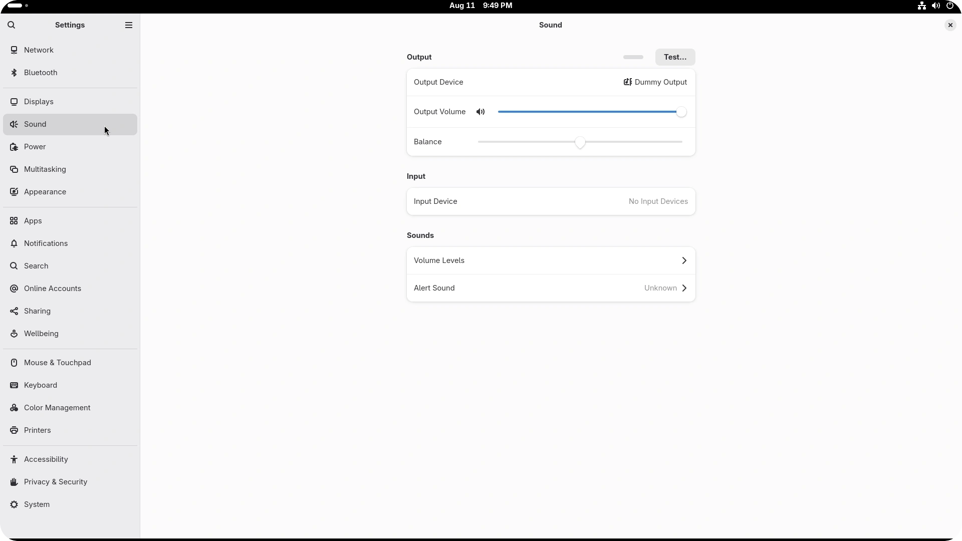 GNOME volume control.