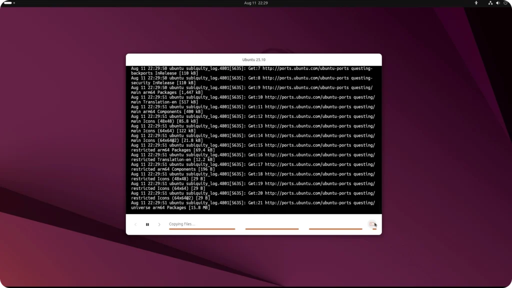 Ubuntu 25.10 installer.