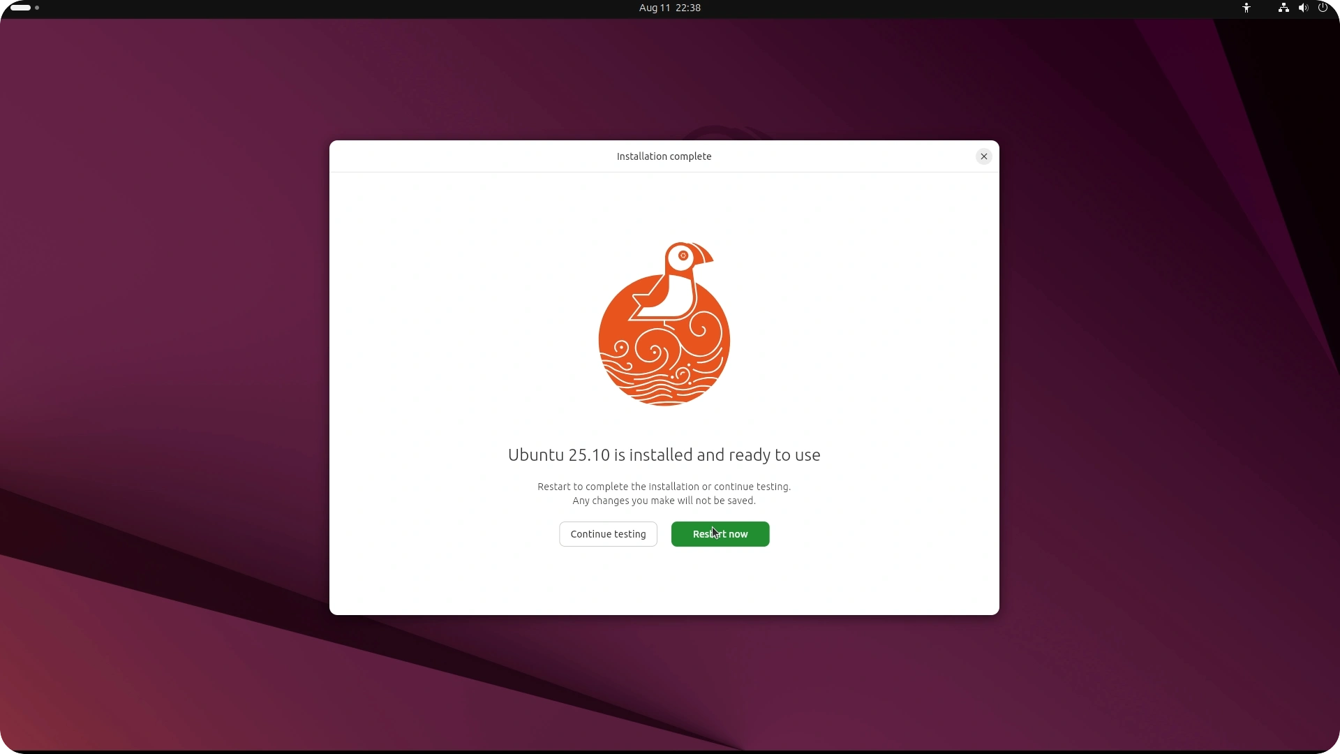 Ubuntu 25.10 installer.