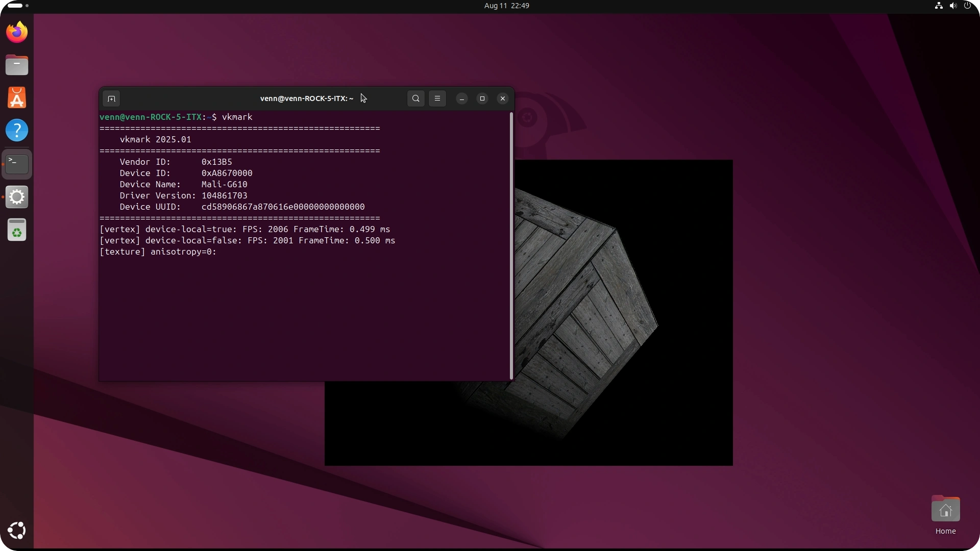 vkmark2 on rockchip 3588 open-source drivers