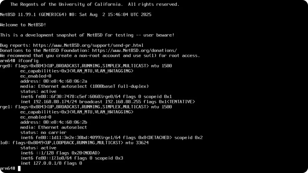 NetBSD booting.