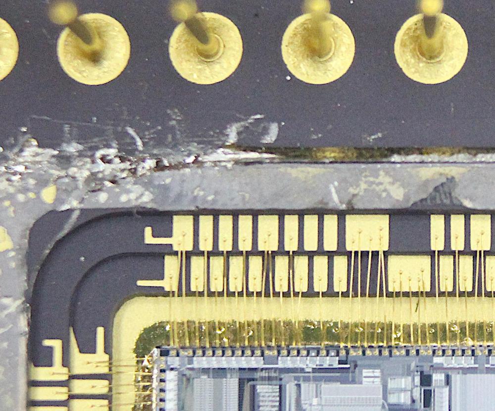Close-up of the bond wires.