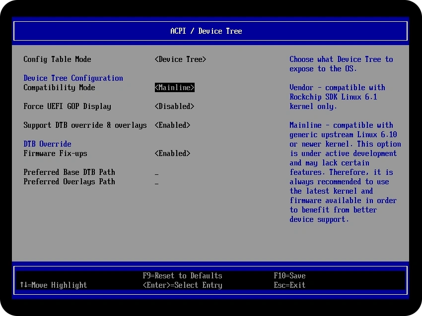 EDK2 settings.