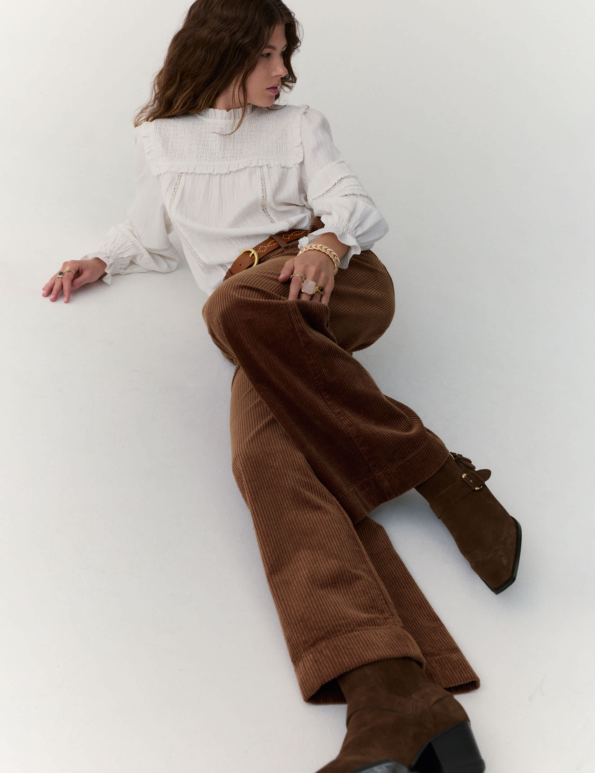 Pure Cotton Cord Wide Leg Trousers