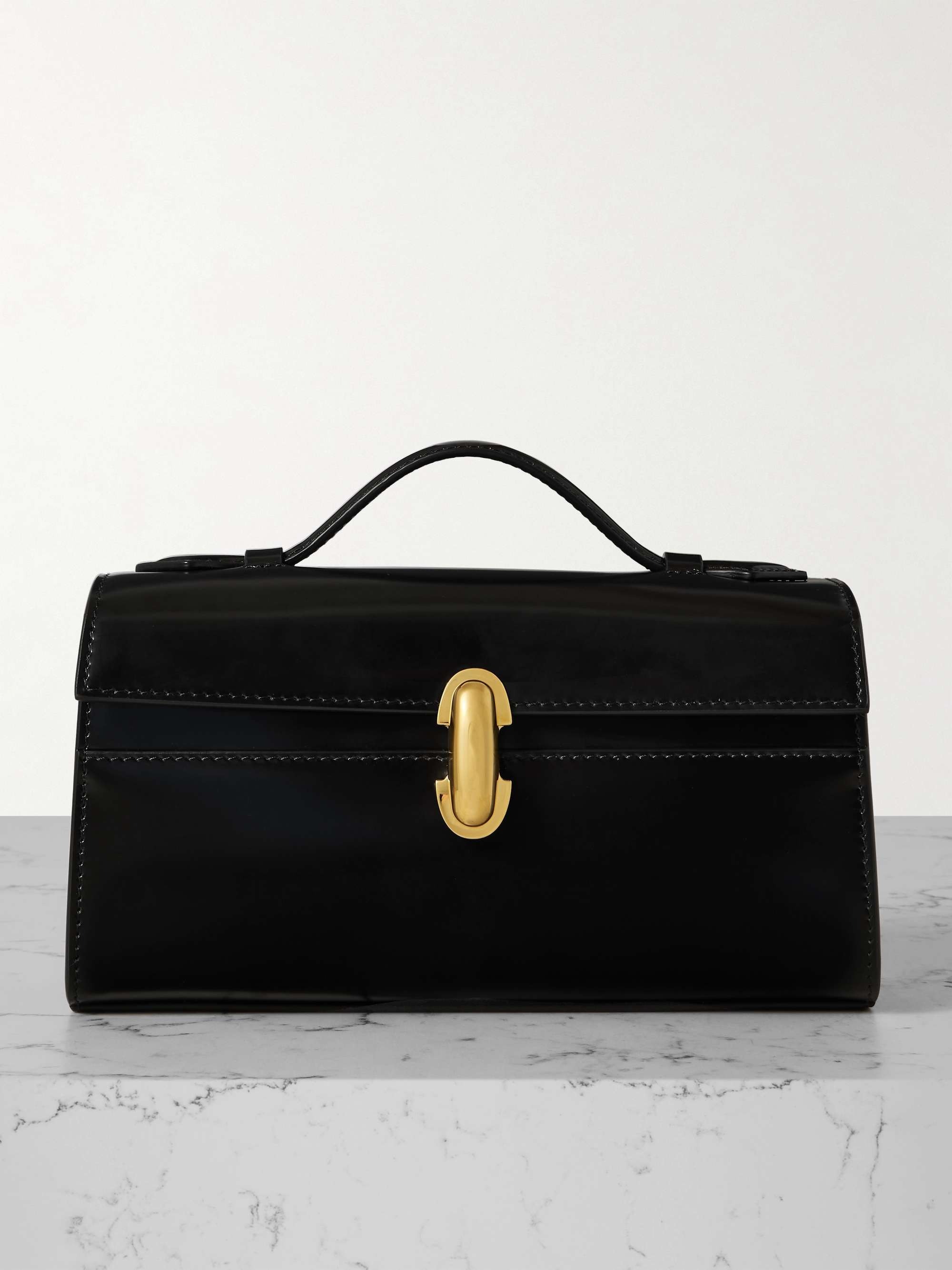 Savette, Symmetry Pochette Glossed-Leather Tote