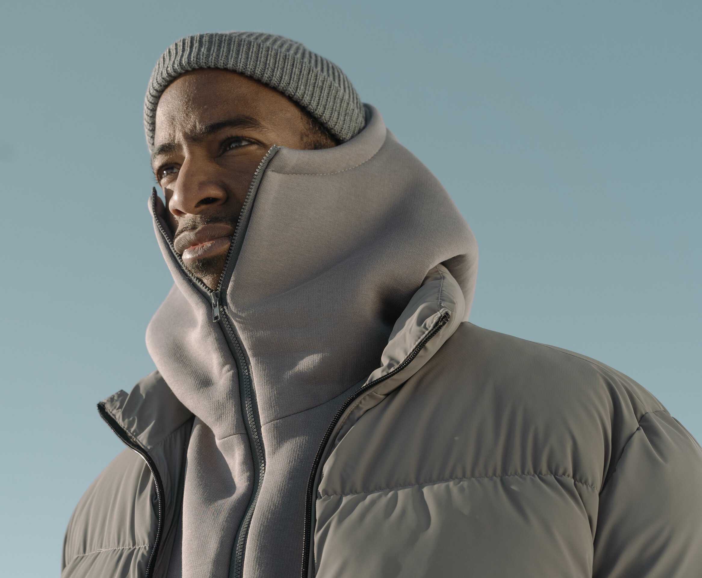 Man wearing zip-up hoodie