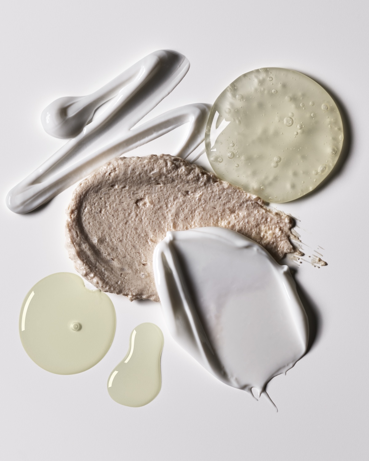 An up-close picture of the textures of all five Jones Road bodycare products